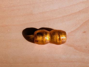 Glasperle topasbraun mit Goldfolie