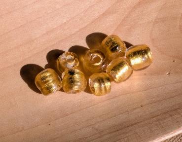 Glasperle Klarglas mit Goldfolie einzeln