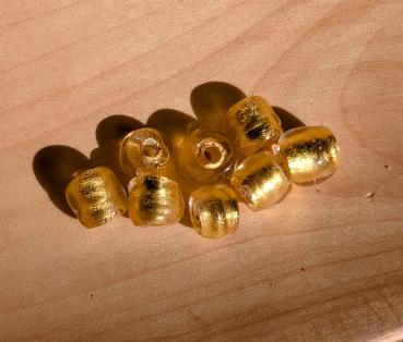 Glasperle Klarglas mit Goldfolie einzeln