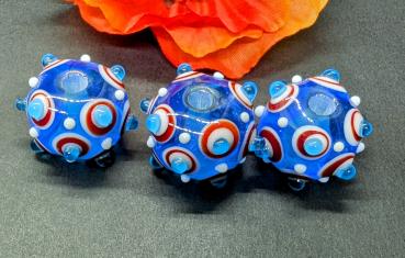 Preview: Augenperle türkis rot weiß