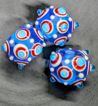 Preview: Augenperle türkis rot weiß