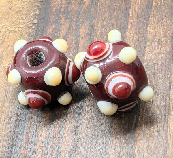 eye bead red brown ivory