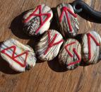 Pendant Runes Ivory black with red